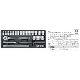 YT-1265 Trusa chei tubulare cu antrenor 1/2" Yato