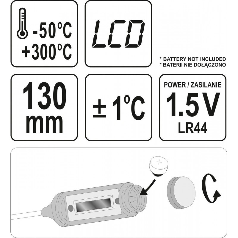YT-72971 YATO Termometru electronic cu sonda, ecran LCD