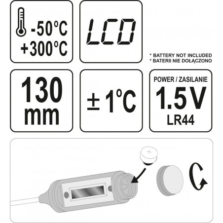 YT-72971 YATO Termometru electronic cu sonda, ecran LCD