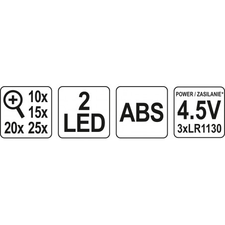 YT-73840 YATO Lupa pentru cap cu curea si iluminare LED 10x-25x