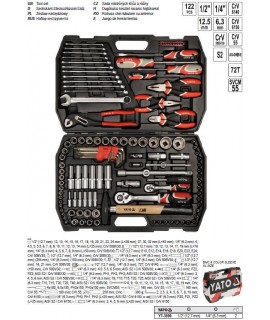 YT-3890 Trusa chei tubulare cu antrenor 1/2",1/4" si chei combinate Yato