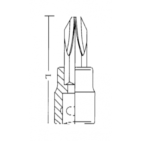 330195 TOPMASTER Cheie tubulara cu bit cruce PH1 prindere patrat 1/4