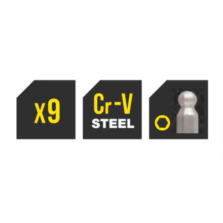 390120 TOPMASTER Set 9 chei imbus hexagonale lungi cu bila 1.5-10 mm