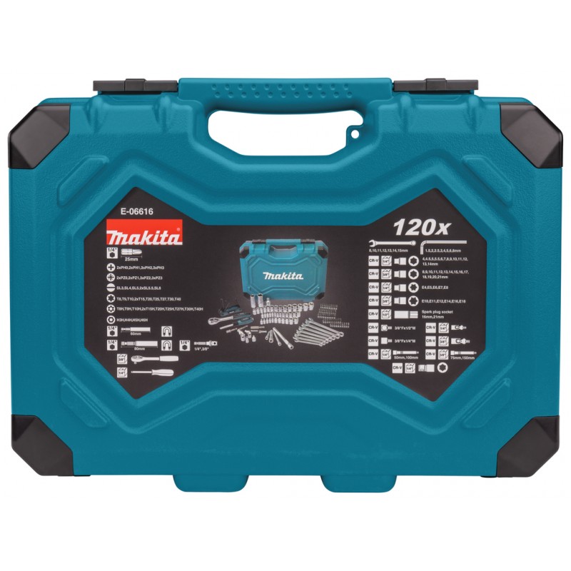 E-06616 MAKITA Trusa 120 bucati de tubulare, biti si chei de mana