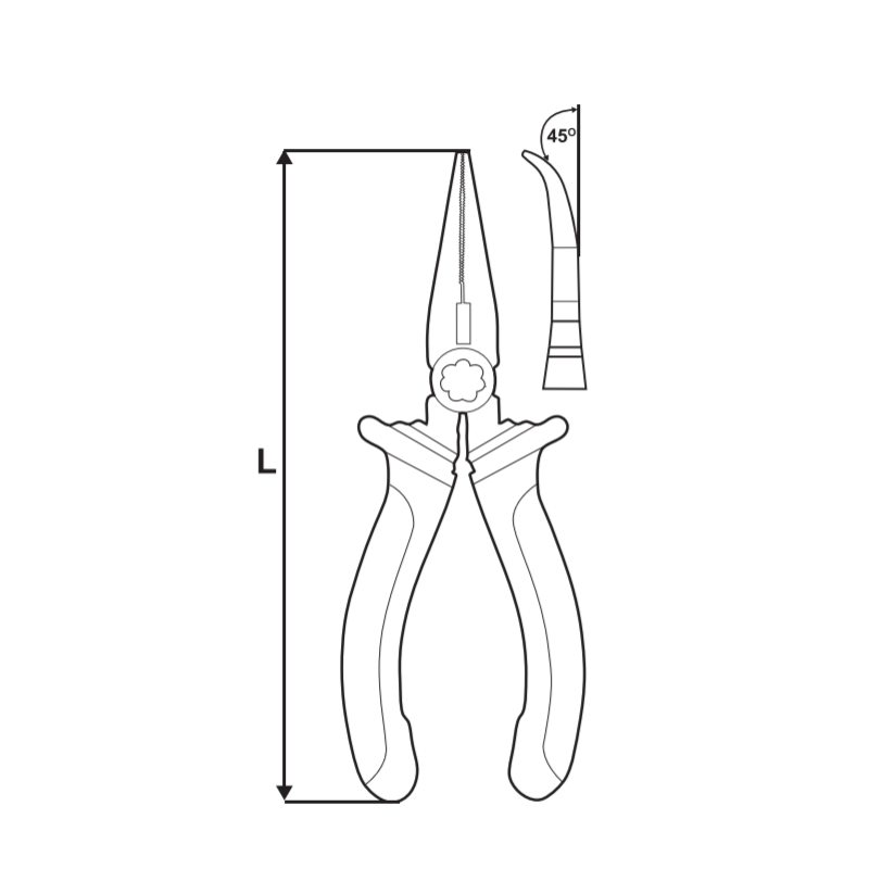210145 TOPMASTER Cleste cu varf indoit 6" prindere 1.8mm lungime 160mm