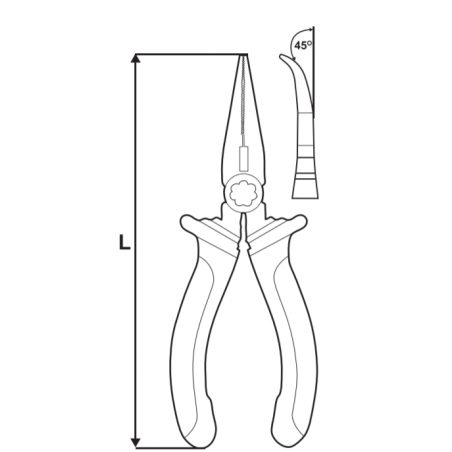 210146 TOPMASTER Cleste cu varf indoit 8" prindere 2 mm lungime 200 mm
