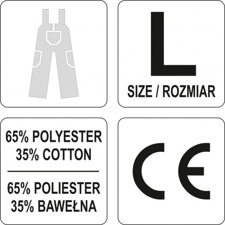 YT-80292 YATO Pantaloni de lucru cu bretele, gri, marimea L