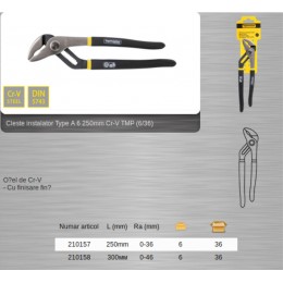 210157 TOPMASTER Cleste instalator tip A6 deschidere 0-38 mm 250 mm