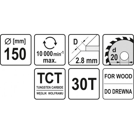 YT-60533 YATO Disc circular pentru lemn 150X30TX20mm
