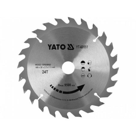 YT-60551 YATO Disc circular pentru lemn 160X24TX20mm
