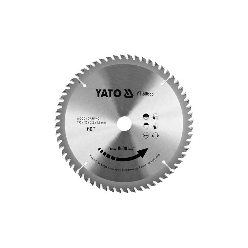 YT-60636 YATO Disc circular pentru lemn 190X60TX20mm