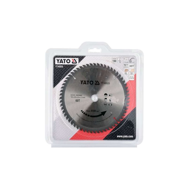 YT-60636 YATO Disc circular pentru lemn 190X60TX20mm