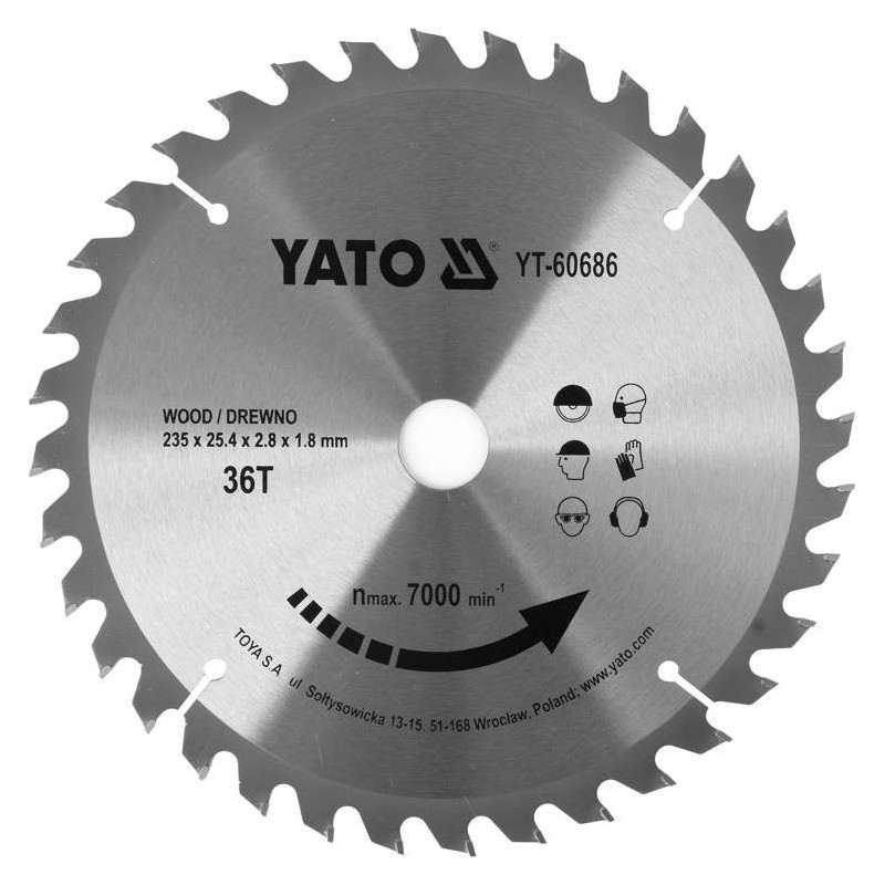 YT-60686 YATO Disc circular pentru lemn 235X36TX25.4mm