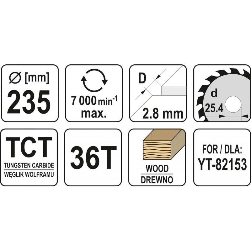 YT-60686 YATO Disc circular pentru lemn 235X36TX25.4mm
