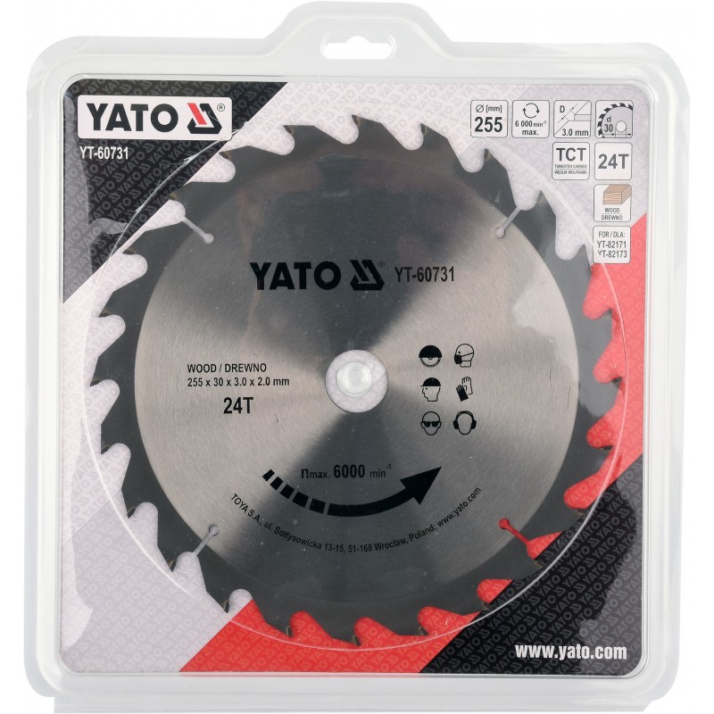 YT-60731 YATO Disc circular pentru lemn 255X24TX30mm