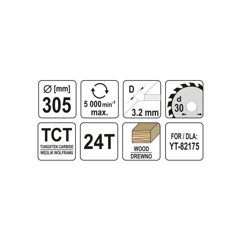 YT-60782 YATO Disc circular pentru lemn 305X24TX30mm