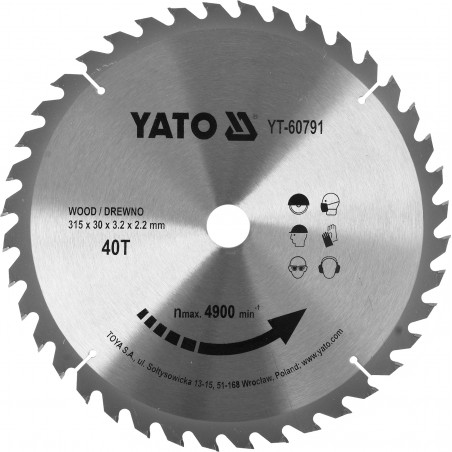 YT-60791 YATO Disc circular pentru lemn 315X40TX30mm