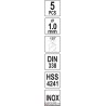 YT-44202 YATO Set 5 burghie pentru gaurit metal, diametru 1.0 mm