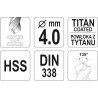 YT-44640 YATO Burghiu pentru metal HSS-TiN, diametru 4.0 mm