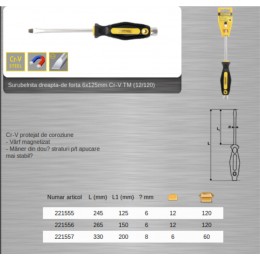 221556 TOPMASTER Surubelnita dreapta latime varf 6 mm lungime 265 mm