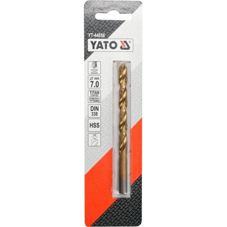 YT-44656 YATO Burghiu pentru metal HSS-TiN, diametru 7.0 mm