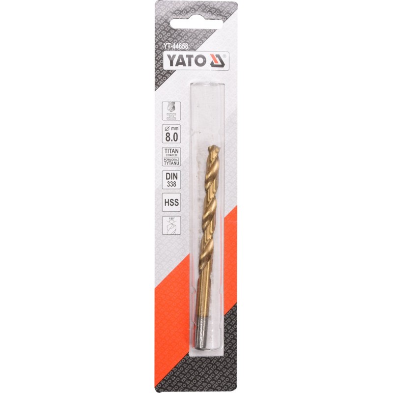 YT-44658 YATO Burghiu pentru metal HSS-TiN, diametru 8.0 mm