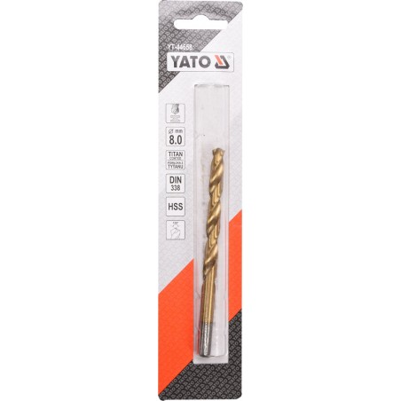 YT-44658 YATO Burghiu pentru metal HSS-TiN, diametru 8.0 mm