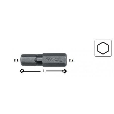 YT-7919 YATO Bit hexagonal 4 mm prindere hexagon 8 mm lungime 30 mm