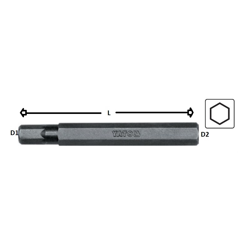 YT-7963 YATO Bit hexagonal lung 5 mm prindere hexagon 8mm lungime 70mm