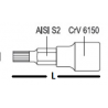 YT-7734 YATO Bit spline M8 cu adaptor prindere patrat 1/2 lungime 50mm