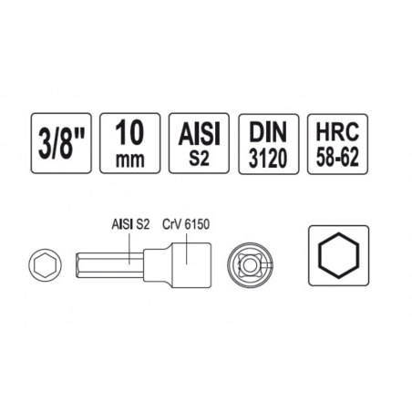 YT-7693 YATO Bit hexagonal 3 mm cu adaptor prindere hexagonala 3/8