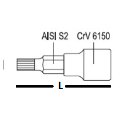 YT-7735 YATO Bit spline M10 cu adaptor patrat 1/2 lungime 50mm