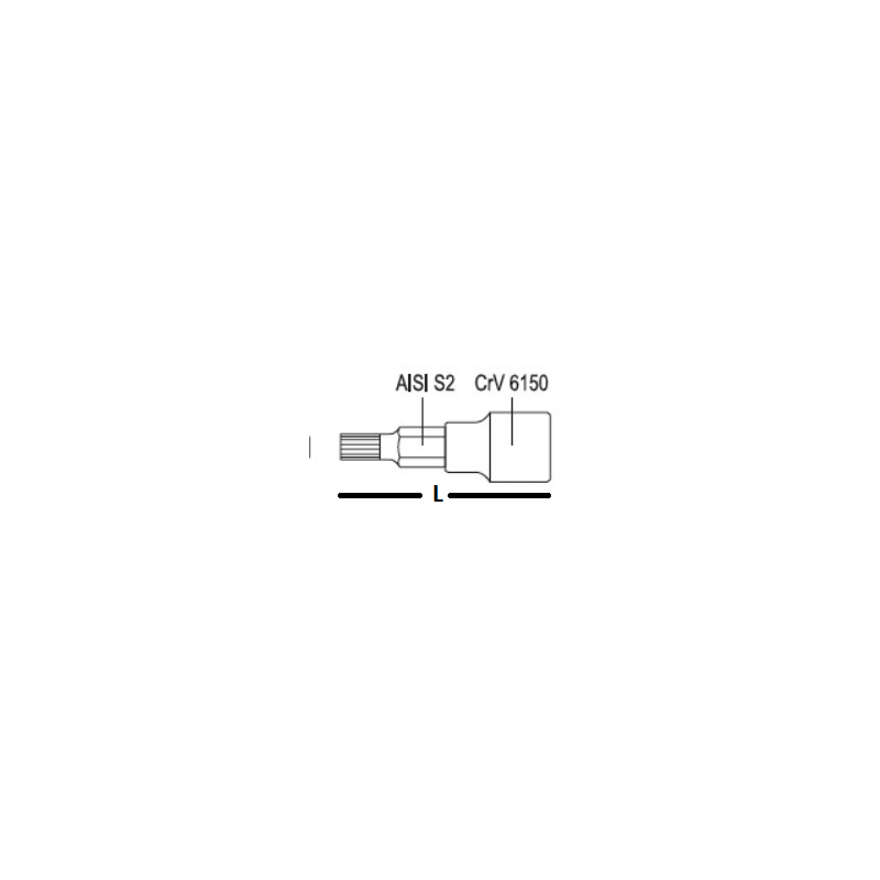 YT-7738 YATO Bit spline M16 cu adaptor patrat 1/2 lungime 50 mm