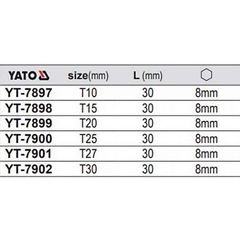 YT-7902 YATO Bit torx T30 prindere hexagon 8 mm lungime 30 mm
