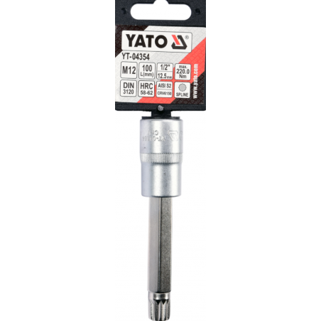 YT-0454 YATO Bit spline M12 cu adaptor patrat 1/2 lungime 100 mm