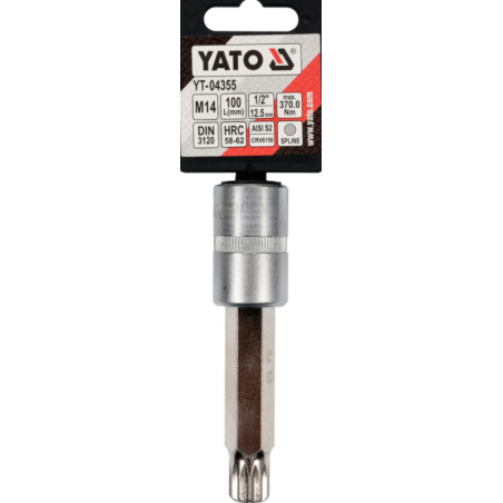 YT-0455 YATO Bit spline M14 cu adaptor patrat 1/2 lungime 100 mm