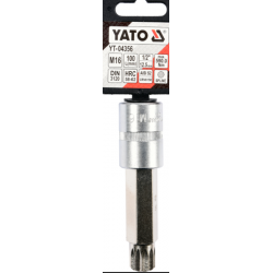 YT-0456 YATO Bit spline M16 cu adaptor patrat 1/2 lungime 100 mm