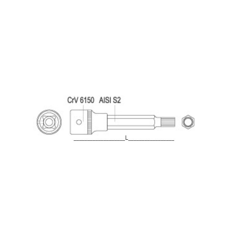 YT-0457 YATO Bit spline M17 cu adaptor patrat 1/2 lungime 100 mm