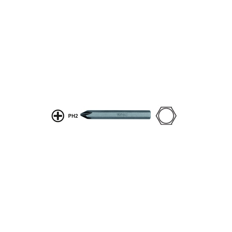 YT-7938 YATO Bit cruce PH2 prindere hexagon 8 mm lungime 70 mm