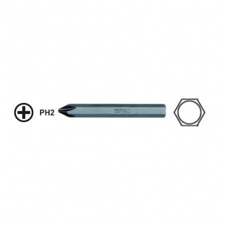 YT-7938 YATO Bit cruce PH2 prindere hexagon 8 mm lungime 70 mm