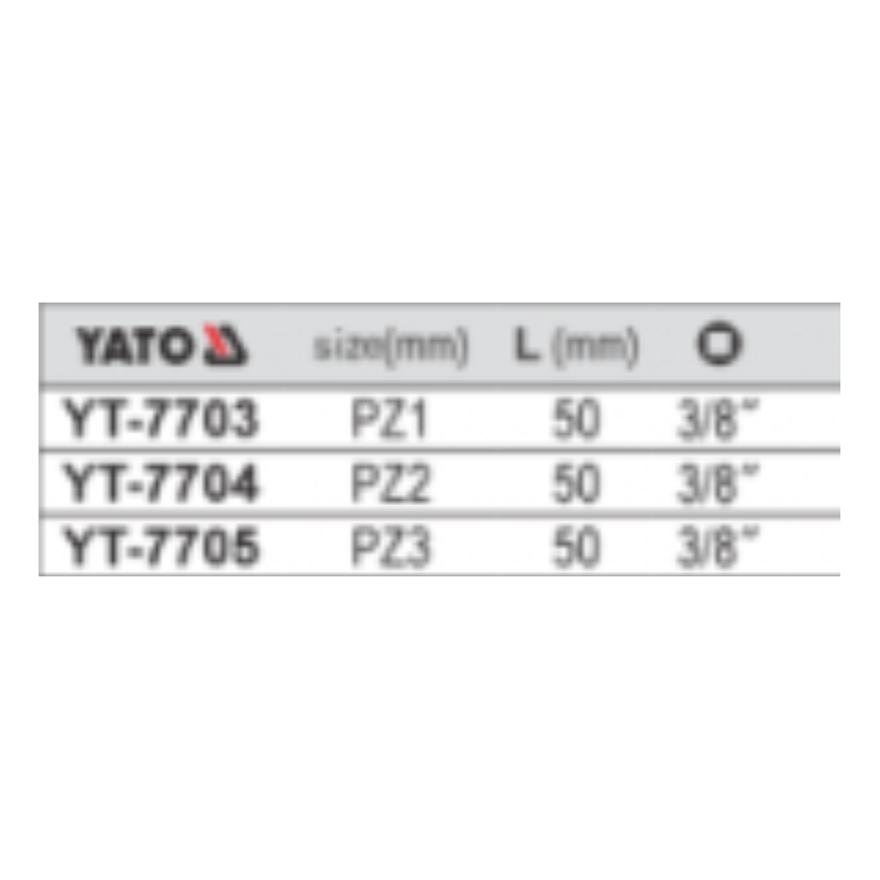 YT-7703 YATO Bit stea PZ1 cu adaptor prindere patrat 3/8 lungime 50 mm