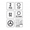 YT-0493 YATO Set 2 biti profil Y varf 0-1prindere 1/4 lungime 100mm