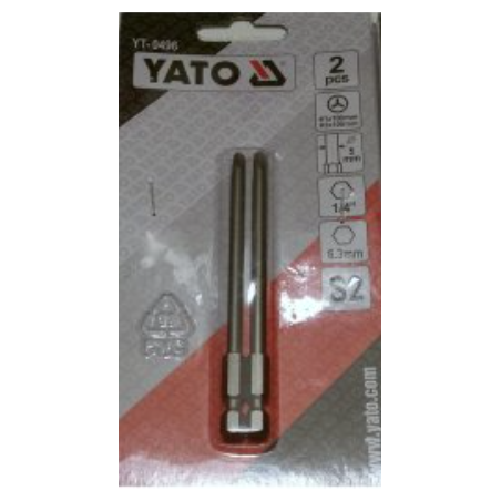 YT-0496 YATO Set 2 biti profil Y varf 1-3 hexagonala 1/4 lungime 100mm