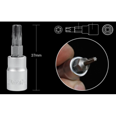 YT-7661 YATO Bit torx T10 cu adaptor prindere patrat 1/4 lungime 37 mm