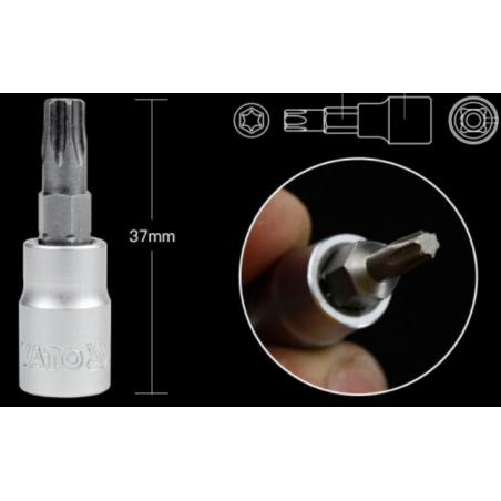 YT-7662 YATO Bit torx T15 cu adaptor prindere patrat 1/4 lungime 37 mm