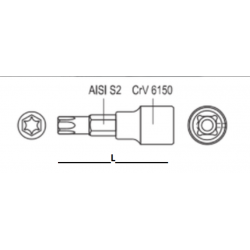 YT-7683 YATO Bit torx T15 cu adaptor prindere patrat 3/8 lungime 50 mm