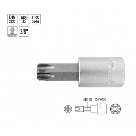 YT-7684 YATO Bit torx T20 cu adaptor prindere patrat 3/8 lungime 50 mm