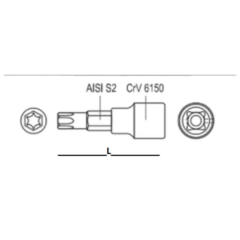 YT-7691 YATO Bit torx T55 cu adaptor prindere patrat 3/8 lungime 50 mm