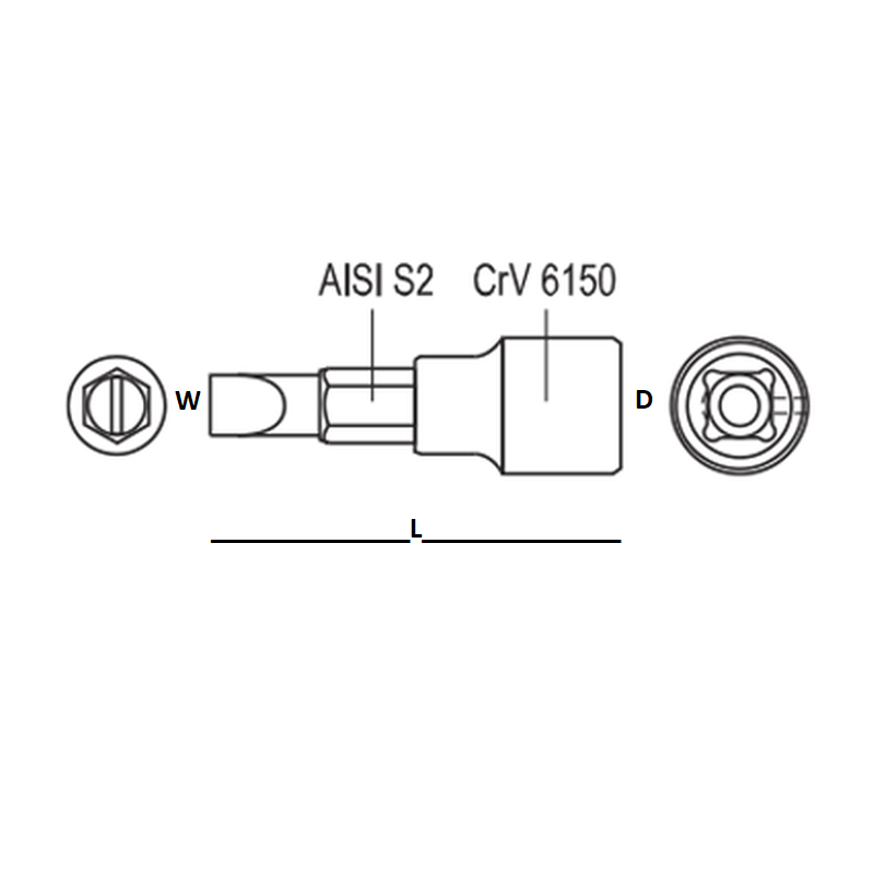 YT-7707 YATO Bit drept 6.5 mm cu adaptor patrat 3/8 lungime 50 mm