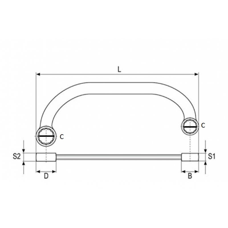 YT-0172 YATO Cheie inelara dubla cotita tip C 14x15 mm lungime 195 mm